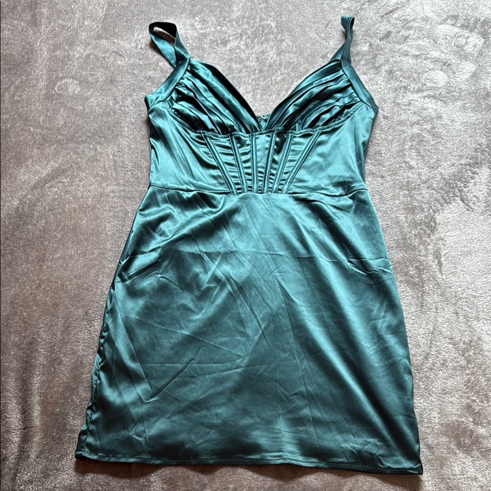 Windsor Teal Satin Dress